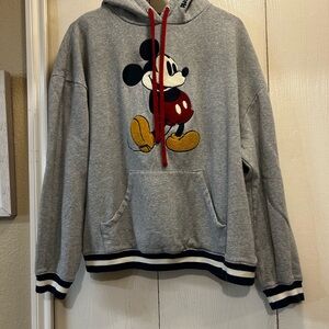 Disney Gray and Red Mickey Mouse pullover hoodie Size XL